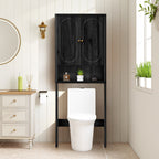 YOCWO Over The Toilet Storage Cabinet, Mid Century Storage Cabinet Over Toilet with 2 Doors and Open Shelf, Home Space Saver for Bathroom, Living Room
