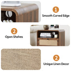 YOCWO Farmhouse Nightstand with Charging Station and Drawers for Bedroom, Linen Bedside Table with Drawers