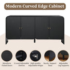 YOCWO Fluted Sideboard and Buffets, Buffet Storage Cabinet with 4 Doors and Adjustable Shelves, Accent Cabinet for Living Room Kitchen Entryway