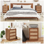 YOCWO 3 Drawer Dresser for Bedroom Set of 2 , Linen Nightstand Chest of Drawer