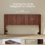 YOCWO Headboard for King Size Bed with Charging Station, Fluted Grooved Panel Head Board with Rounded Corners, Walnut, Headboard Only(Bed Frame Not Included)