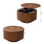 YOCWO Round Lift Top Coffee Table with Hidden Storage, 31.5" Fluted Wooden Coffee Table with Seamless One-Piece Tabletop and Wave Design for Living Room, Home Office, Tea Table