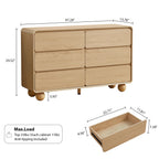 YOCWO 6 Drawer Dresser for Bedroom, Mid Century Chest of Drawers with Arc Edge and Round Leg, Wood Storage Large Dresser Organizer for Bedroom Living Room Hallway Closet