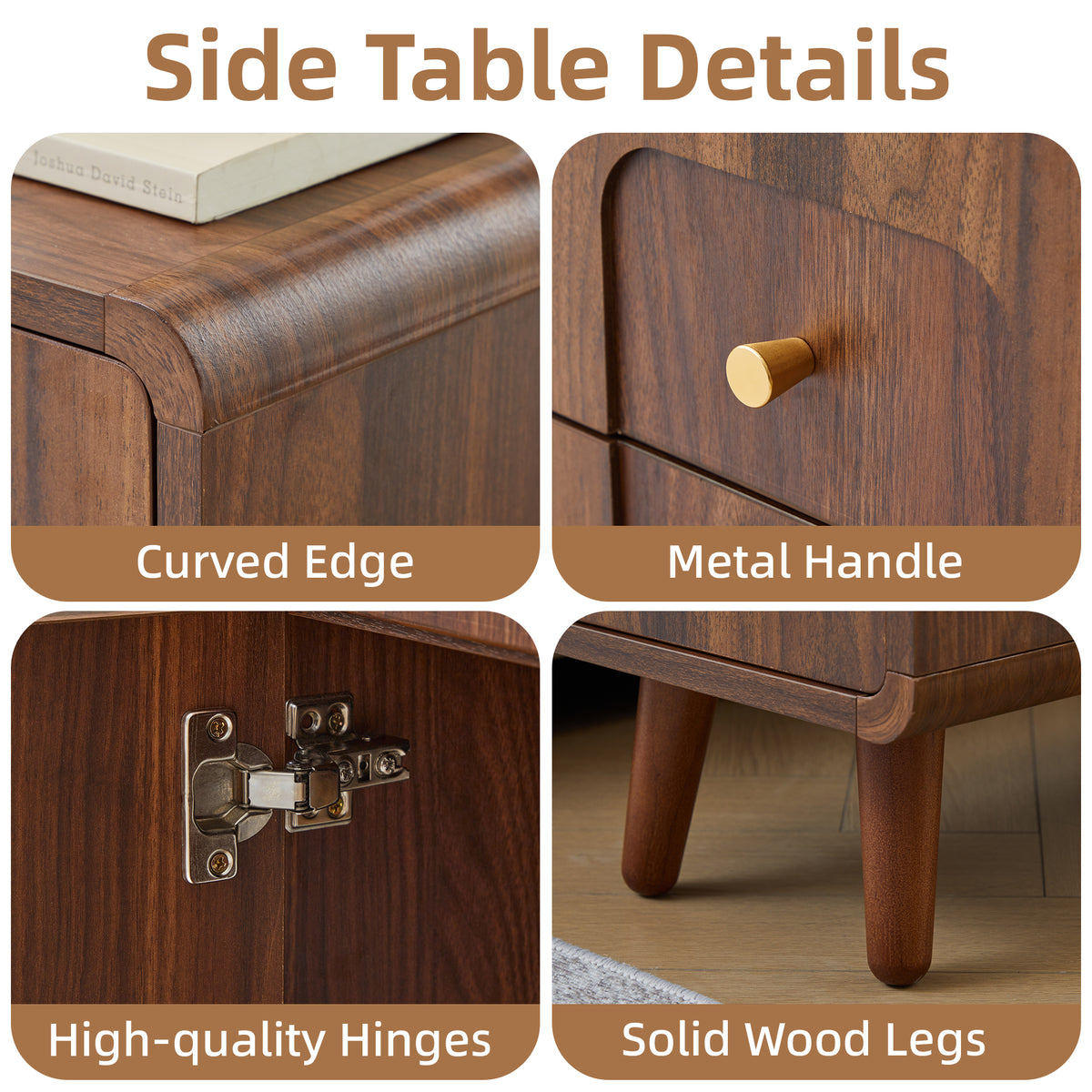 YOCWO Narrow End Table with Charging Station, Slim Nightstand Side Table with Drawer and Door for Living Room Bedroom
