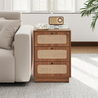YOCWO 3 Drawer Dresser for Bedroom Set of 2 , Linen Nightstand Chest of Drawer