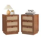 YOCWO 3 Drawer Dresser for Bedroom Set of 2 , Linen Nightstand Chest of Drawer