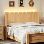 YOCWO Queen/King Size Headboard with LED Lights & Adjustable Height, Wave Panel Head Board with Rounded Corners, Headboard Only(Bed Frame Not Included)