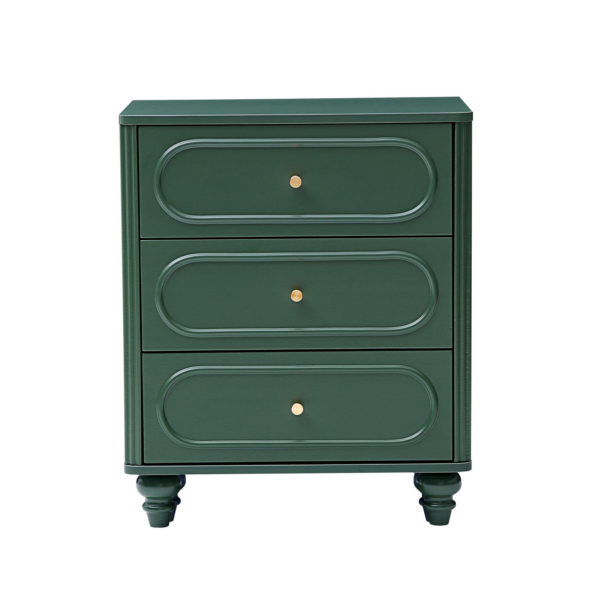 YOCWO 3 Drawer Nightstand for Bedroom Set of 2, Classic Chest of Drawers with Arc Edge