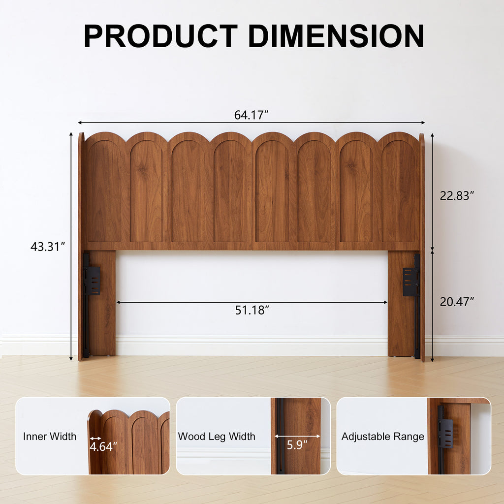 YOCWO Queen/King Size Headboard with LED Lights & Adjustable Height, Wave Panel Head Board with Rounded Corners, Headboard Only(Bed Frame Not Included)