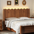 YOCWO Queen/King Size Headboard with LED Lights & Adjustable Height, Wave Panel Head Board with Rounded Corners, Headboard Only(Bed Frame Not Included)