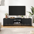YOCWO TV Stands for 65 inch tv, TV Stand with Sliding Wave Doors, Wood Entertainment Center for TVs, Media Console Cabinet with Open Storage for Living Room