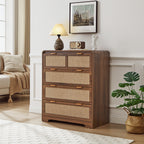 YOCWO Farmhouse 4 Drawer Linen Dresser for Bedroom, Chest of Drawers with Curved Edge, Wood Storage Large Dresser Organizer for Bedroom Living Room Hallway Closet