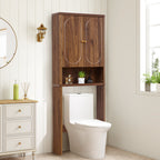 YOCWO Over The Toilet Storage Cabinet, Mid Century Storage Cabinet Over Toilet with 2 Doors and Open Shelf, Home Space Saver for Bathroom, Living Room