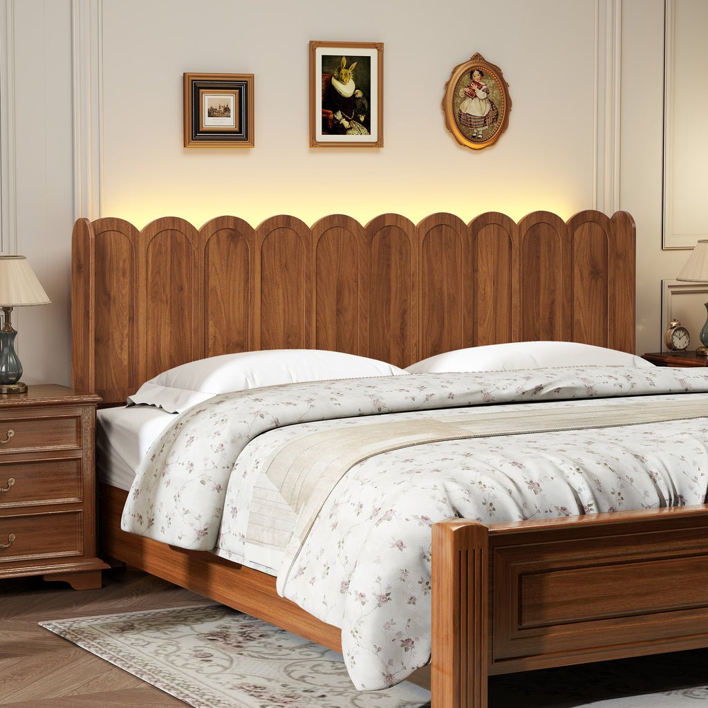 YOCWO Queen/King Size Headboard with LED Lights & Adjustable Height, Wave Panel Head Board with Rounded Corners, Headboard Only(Bed Frame Not Included)