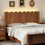 YOCWO Queen/King Size Headboard with LED Lights & Adjustable Height, Wave Panel Head Board with Rounded Corners, Headboard Only(Bed Frame Not Included)