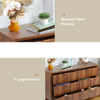 Fluted 6 Drawer Dressers for Bedroom, 48" Wide Modern Chest of Drawer with 6 Big Drawers