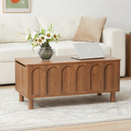 YOCWO Lift Top Coffee Table with Hidden Compartment & Storage Shelve, Arched Fluted Coffee Table for Living Room