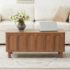 YOCWO Lift Top Coffee Table with Hidden Compartment & Storage Shelve, Arched Fluted Coffee Table for Living Room