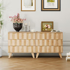 YOCWO Walnut Large 3 Drawer Nightstand with Wave Pattern, Mid-Century Wood Large Bedside Table with Waveform Fluted Panel