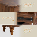 YOCWO 5 Drawer Fluted Dresser for Bedroom, Mid Century Chest of Drawers with Arc Edge, Wood Storage Large Tall Dresser Organizer for Bedroom Living Room Hallway Closet