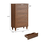 YOCWO 5 Drawer Fluted Dresser for Bedroom, Mid Century Chest of Drawers with Arc Edge, Wood Storage Large Tall Dresser Organizer for Bedroom Living Room Hallway Closet