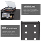 Record Player Stand, 4 Tier Media Storage Cabinet with Adjustable Shelves and Acrylic Door
