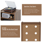 Record Player Stand, 4 Tier Media Storage Cabinet with Adjustable Shelves and Acrylic Door