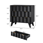 YOCWO Walnut Large 3 Drawer Nightstand with Wave Pattern, Mid-Century Wood Large Bedside Table with Waveform Fluted Panel