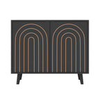 Accent Cabinet with Carving Lines, Modern Buffet Sideboard with Adjustable Shelves, Decorative Storage Cabinets for Bedroom Living Room Kitchen Office Entryway and Hallway