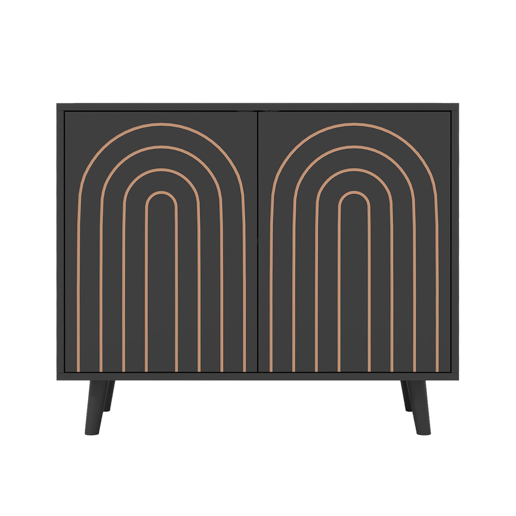 Accent Cabinet with Carving Lines, Modern Buffet Sideboard with Adjustable Shelves, Decorative Storage Cabinets for Bedroom Living Room Kitchen Office Entryway and Hallway