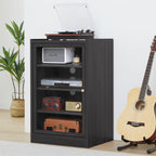 Record Player Stand, 4 Tier Media Storage Cabinet with Adjustable Shelves and Acrylic Door
