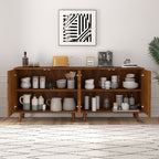 Accent Cabinet with Carving Lines, Modern Buffet Sideboard with Adjustable Shelves, Decorative Storage Cabinets for Bedroom Living Room Kitchen Office Entryway and Hallway