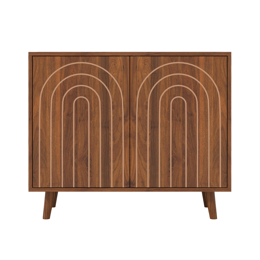 Accent Cabinet with Carving Lines, Modern Buffet Sideboard with Adjustable Shelves, Decorative Storage Cabinets for Bedroom Living Room Kitchen Office Entryway and Hallway