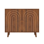 Accent Cabinet with Carving Lines, Modern Buffet Sideboard with Adjustable Shelves, Decorative Storage Cabinets for Bedroom Living Room Kitchen Office Entryway and Hallway