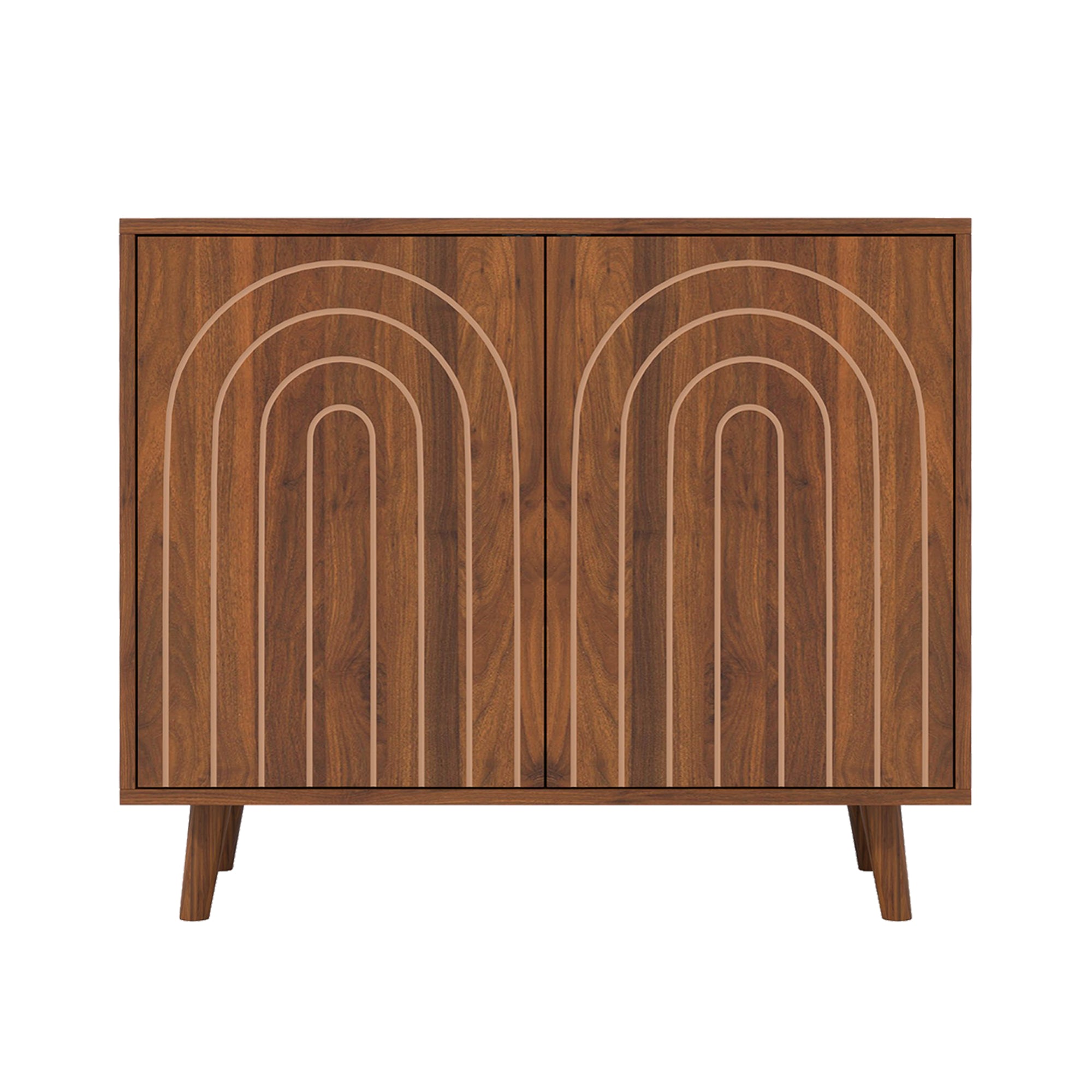 Accent Cabinet with Carving Lines, Modern Buffet Sideboard with Adjustable Shelves, Decorative Storage Cabinets for Bedroom Living Room Kitchen Office Entryway and Hallway