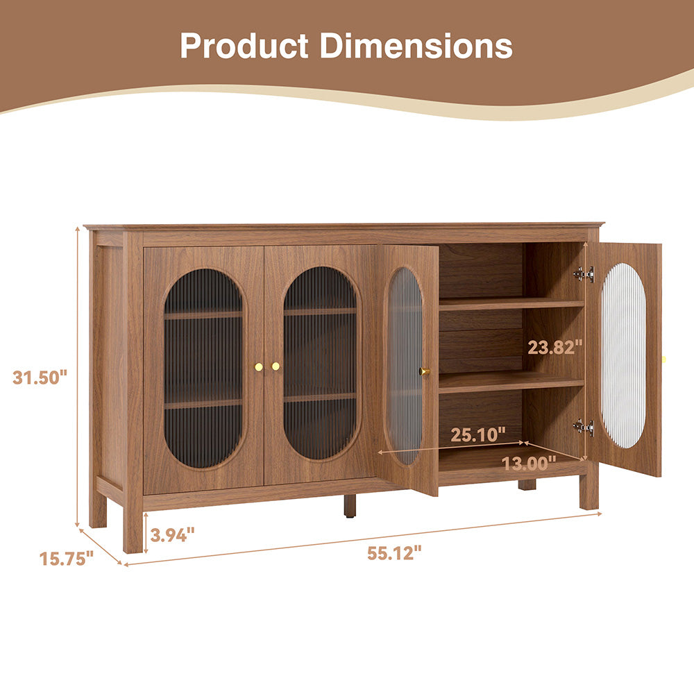 Modern Storage Cabinets with 4 Doors and Adjustable Shelves Buffet Cabinet for Kitchen Dining Room Living Room Bedroom