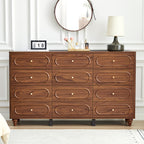 YOCWO 12 Drawer Fluted Dresser for Bedroom, Mid Century Chest of Drawers with Arc Edge, Wood Storage Large Dresser Organizer for Bedroom Living Room Hallway Closet