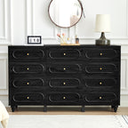 YOCWO 12 Drawer Fluted Dresser for Bedroom, Mid Century Chest of Drawers with Arc Edge, Wood Storage Large Dresser Organizer for Bedroom Living Room Hallway Closet