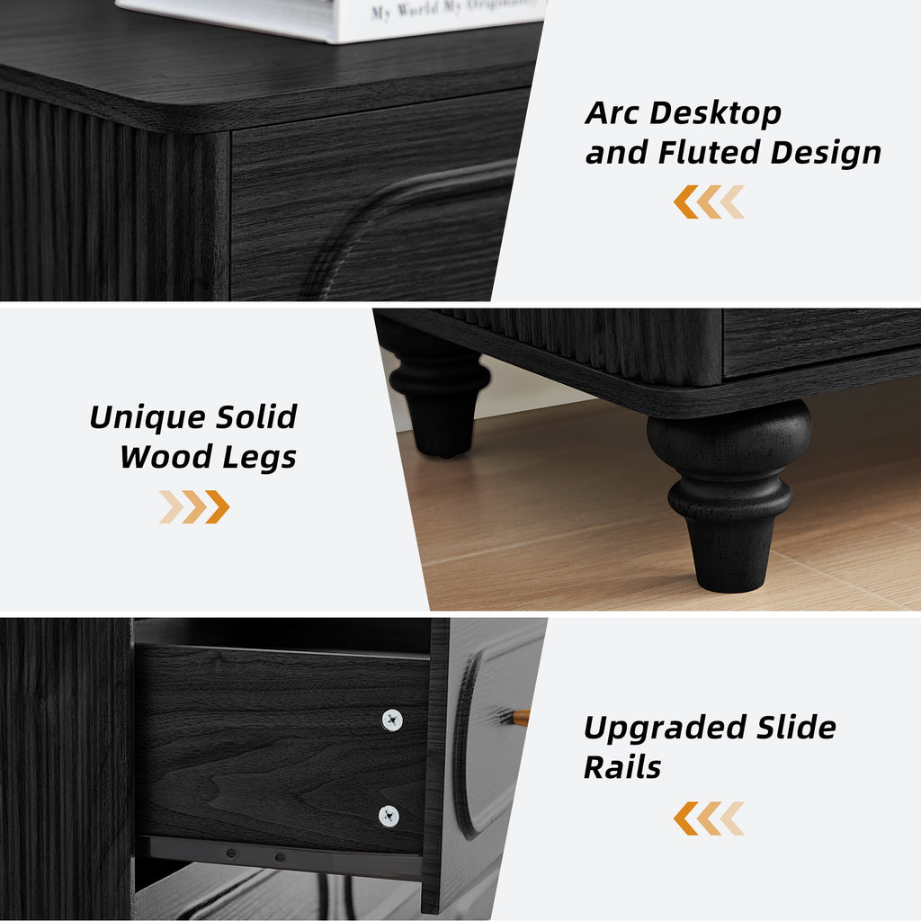 YOCWO 12 Drawer Fluted Dresser for Bedroom, Mid Century Chest of Drawers with Arc Edge, Wood Storage Large Dresser Organizer for Bedroom Living Room Hallway Closet