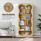 70" Tall Bookcase 6 Tier Wooden Bookshelf with Open Storage for Office