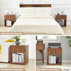 YOCWO Nightstand Set of 2 with Drawer for Bedroom, Wood Bedside Table with Arched Fluted