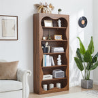 70" Tall Bookcase 6 Tier Wooden Bookshelf with Open Storage for Office