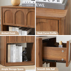 YOCWO Nightstand Set of 2 with Drawer for Bedroom, Wood Bedside Table with Arched Fluted