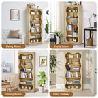70" Tall Bookcase 6 Tier Wooden Bookshelf with Open Storage for Office