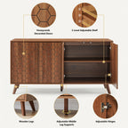 Mid Century Storage Cabinets with 4 Doors and Adjustable Shelves Buffet Cabinet for Kitchen Dining Room Living Room Bedroom
