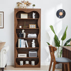 70" Tall Bookcase 6 Tier Wooden Bookshelf with Open Storage for Office