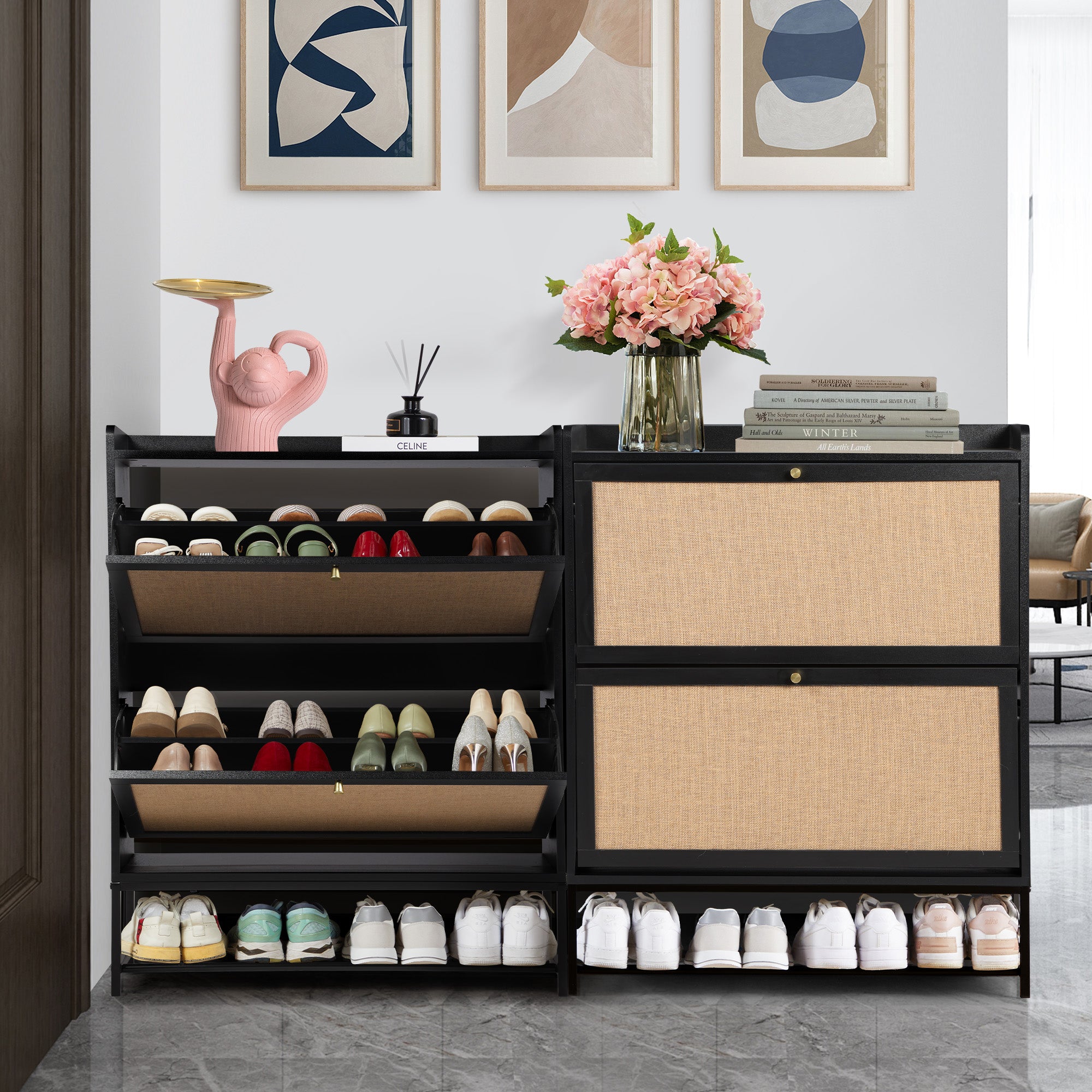 YOCWO Shoe Storage Cabinet with Flip Drawers for Entryway, Shoe Rack Organizer with Open Shelf