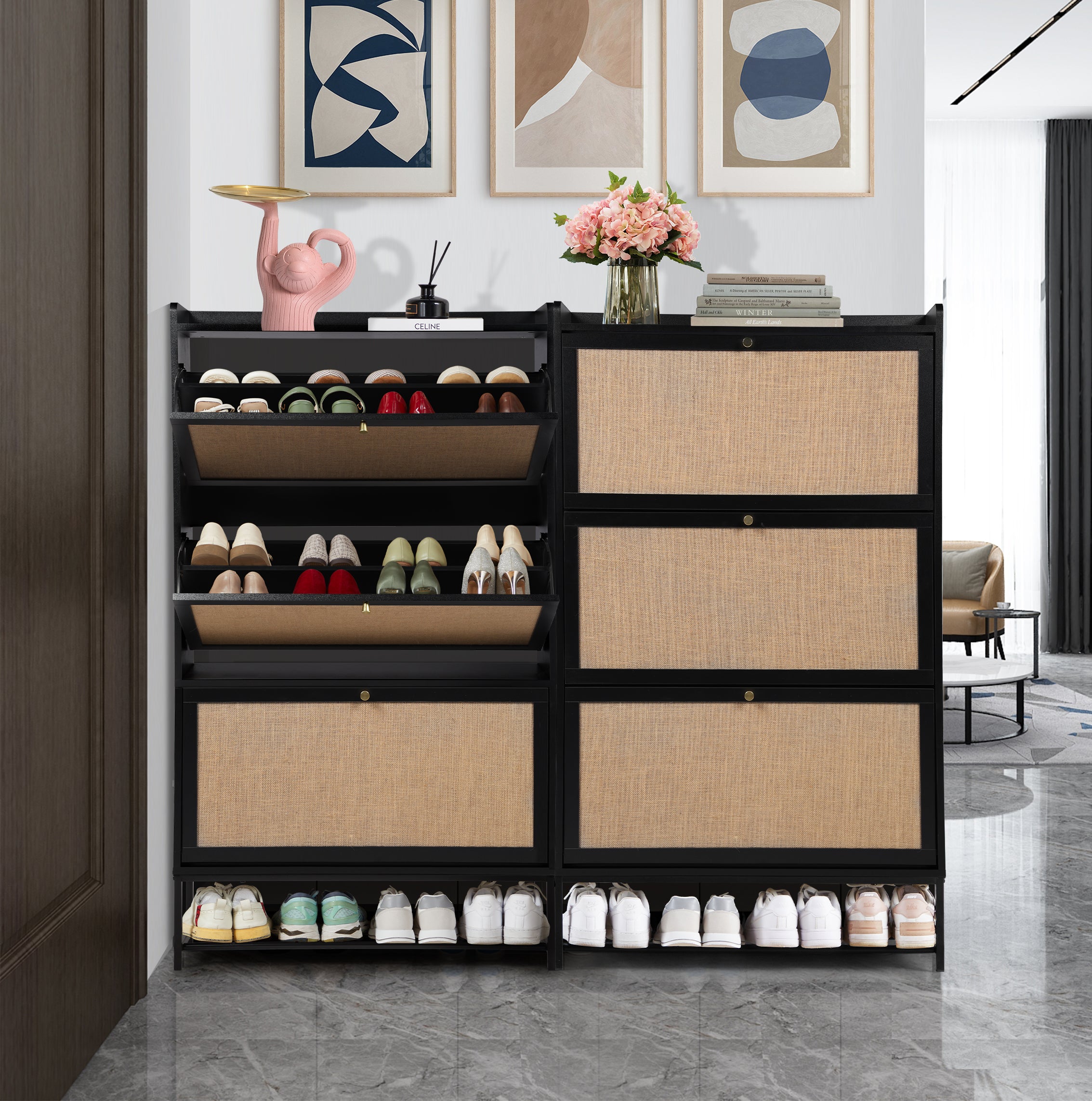 YOCWO Shoe Storage Cabinet with Flip Drawers for Entryway, Shoe Rack Organizer with Open Shelf