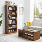 70" Tall Bookcase 6 Tier Wooden Bookshelf with Open Storage for Office
