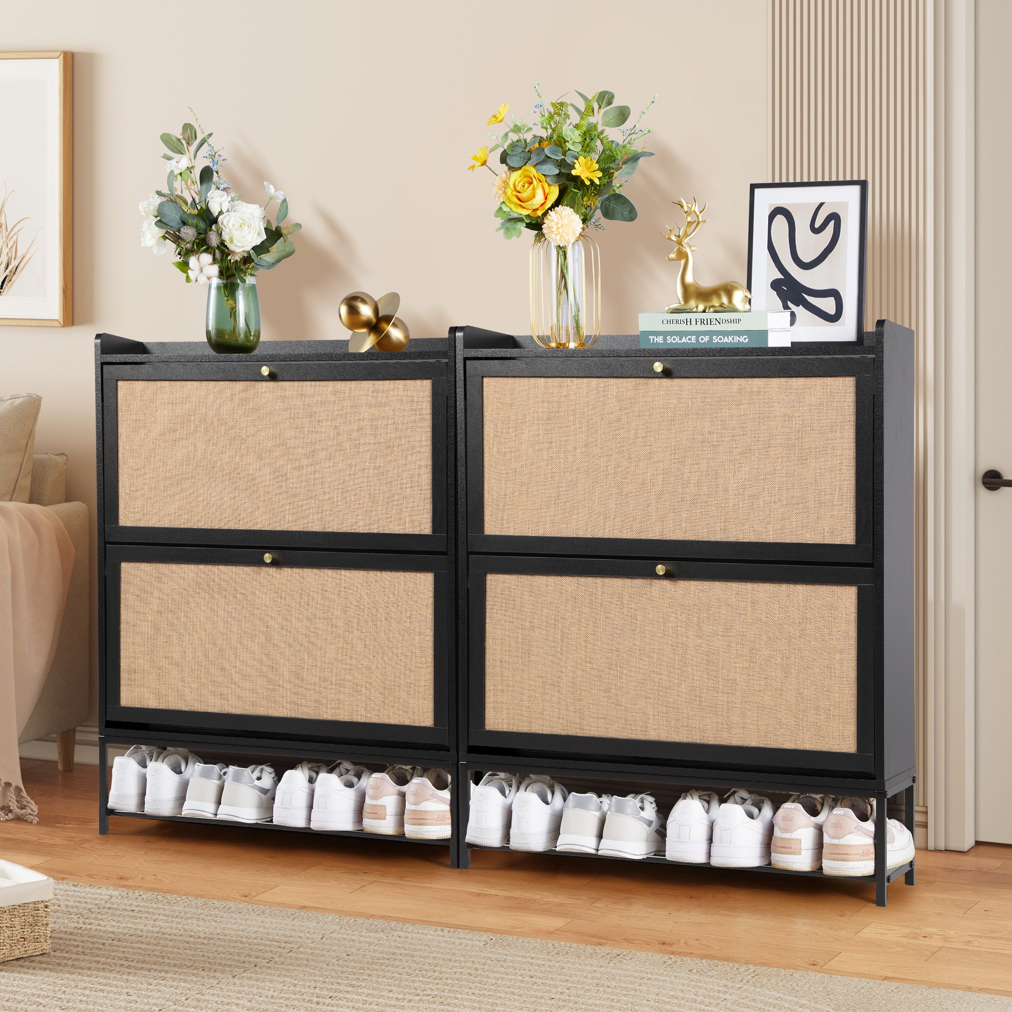 YOCWO Shoe Storage Cabinet with Flip Drawers for Entryway, Shoe Rack Organizer with Open Shelf